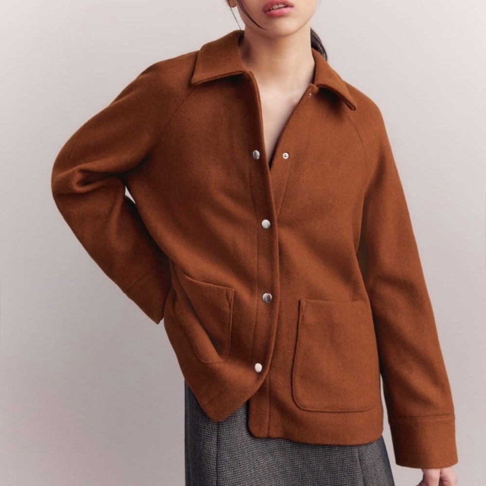 Reformation size Large Wool Clifton Shirt Jacket DEADSTOCK Fabric Burnt Orange